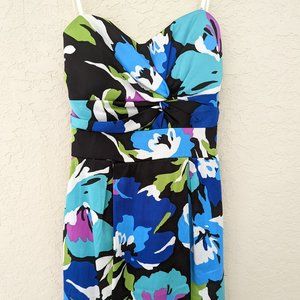 B Darlin Strapless Floral Dress in Black, Blue, Turquoise, Green, White, Purple